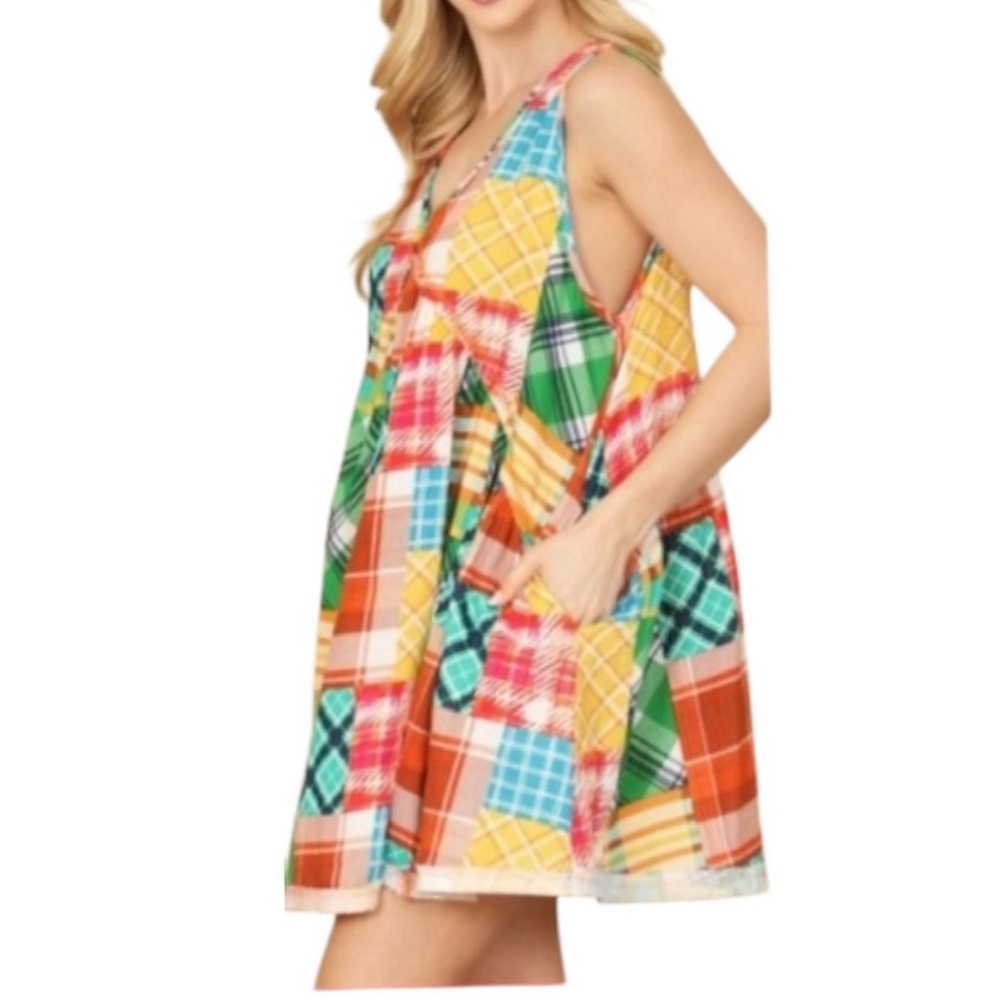 Ces Femme Multi Color Patchwork Mini Sundress (NW… - image 3